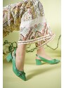 Riccon Women's Heel Sandals Stone 0012918 Green Skin