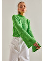 Bianco Lucci Women's Half Turtleneck Patterned Crop Sweater