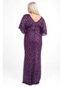 By Saygı Women's Purple Ottoban Sequin Lined B.b Long Evening Dress