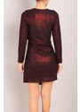 armonika Women's Burgundy Drape Detailed Silvery Mini Dress