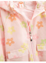 Koton Floral Raincoat with a Hooded Zipper, Stand-Up Collar, Pockets and Elasticated Cuffs and Waist.