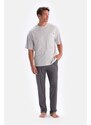 Dagi Gray Crew Neck Oversize Top Cotton Modal Pajamas Set