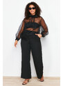 Trendyol Curve Black Sheer Look Tulle Blouse