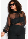 Trendyol Curve Black Sheer Look Tulle Blouse