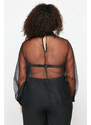 Trendyol Curve Black Sheer Look Tulle Blouse