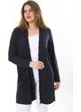 Şans Women's Plus Size Navy Blue Front Pocket Cardigan