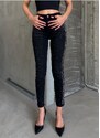 Laluvia Black High Stone Mom Jeans