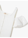 Koton T-Shirt Window Detailed Sleeves Flounce Button Closure