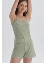 Dagi Green Strap Viscose Singlet Pajama Top