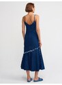 Dilvin 90526 Straps Dark Denim Dress-Navy Blue