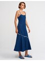 Dilvin 90526 Straps Dark Denim Dress-Navy Blue