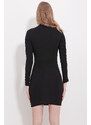 Trend Alaçatı Stili Women's Black High Neck Waist Tulle Detail Sandy Dress