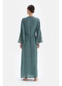 Dagi Green Three Quarter Sleeve Lace Long Dressing Gown