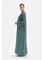 Dagi Green Three Quarter Sleeve Lace Long Dressing Gown