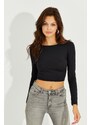 Cool & Sexy Women's Black Open Back Crop Blouse CY430