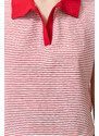 Trendyol Red Striped Polo Neck Regular/Normal Pattern Knitted T-Shirt