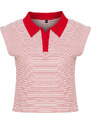 Trendyol Red Striped Polo Neck Regular/Normal Pattern Knitted T-Shirt