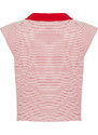 Trendyol Red Striped Polo Neck Regular/Normal Pattern Knitted T-Shirt