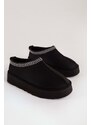 Shoeberry Women's Uggps Black Shearling Short Suede Plain Slippers Black Textile.