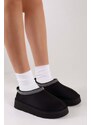 Shoeberry Women's Uggps Black Shearling Short Suede Plain Slippers Black Textile.