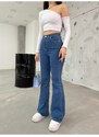 BİKELİFE Women's Blue High Waist Flexible Camisole Jeans