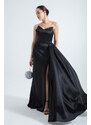 Lafaba Women's Black Strapless Long Evening Dress