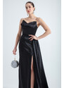 Lafaba Women's Black Strapless Long Evening Dress