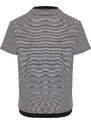 Trendyol Black Regular/Real Fit Textured Striped Short Sleeve Crew Neck T-shirt