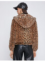 Koton Leopard vzorovaná plyšová bunda s kapucí