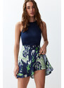 Trendyol Navy Blue Patterned Skirt Frilly Viscose Woven Shorts Skirt