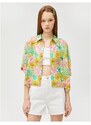 Koton Floral Shirt with Viscose Short Sleeves with Buttons