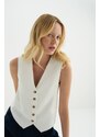 Laluvia Masculine Women's Vest with White Harvey Buttons