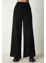 Happiness İstanbul Women's Black Color Block Sweater Pants Stylish Knitwear Suit