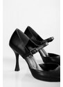 Shoeberry Women's Mathis Black Skin Heeled Shoes Stiletto