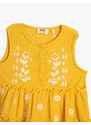 Koton Sleeveless T-Shirt with Embroidered Flowers and Ruffles in a loose fit.