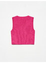 Dilvin 10172 Crew Neck Sleeveless Sweater-fuchsia