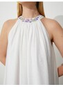 Koton Tuba Ünsal X Cotton - Halterneck Maxi Dress with Beads Embroidered