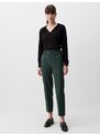 Jimmy Key Dark Green Straight Cut High Waist Elegant Fabric Trousers