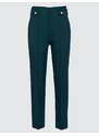 Jimmy Key Dark Green Straight Cut High Waist Elegant Fabric Trousers