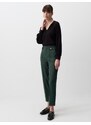 Jimmy Key Dark Green Straight Cut High Waist Elegant Fabric Trousers