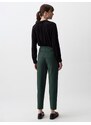 Jimmy Key Dark Green Straight Cut High Waist Elegant Fabric Trousers