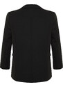 Trendyol Curve Black Oversize Lined Double Breasted Closure Woven Blazer Jacket