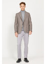 ALTINYILDIZ CLASSICS Men's Brown-blue Slim Fit Slim Fit Mono Collar Patterned Wool Blazer Jacket