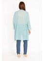 Şans Women's Plus Size Green Loose Collar Cardigan