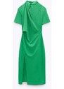 Laluvia Green Collar Detailed Slit Dress