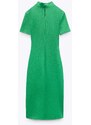 Laluvia Green Collar Detailed Slit Dress