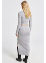 Cool & Sexy Women's Gray Silvery Knitwear Skirt Suit