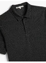 Koton Polo Neck T-Shirt Short Sleeve Buttoned Textured