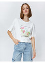 Koton Relax Fit T-Shirt with Floral Print Cotton