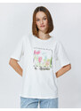 Koton Relax Fit T-Shirt with Floral Print Cotton